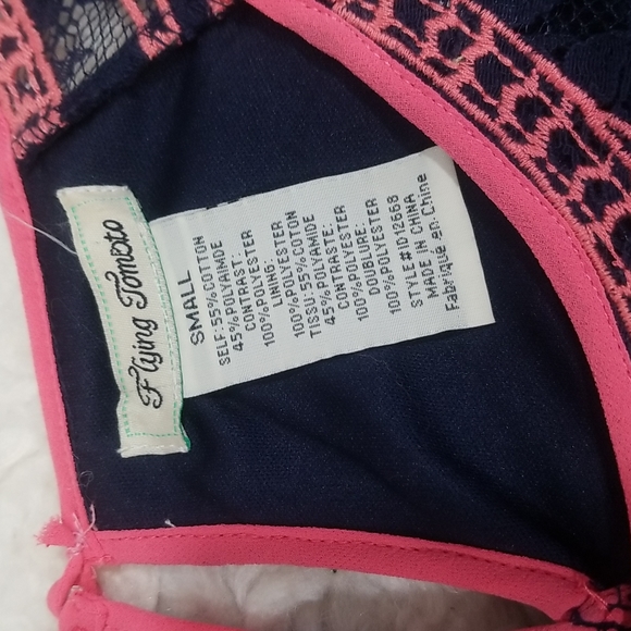 Flying Tomato Navy Blue Long Sleeves Laced Dress. S - Picture 10 of 14